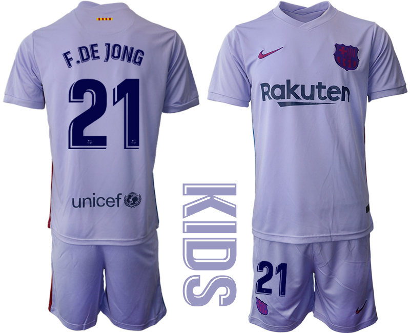 Youth 2021-2022 Club Barcelona away purple #21 Soccer Jersey->youth soccer jersey->Youth Jersey